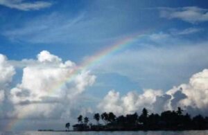 Rainbow going down somewhere in the Philippine islands.